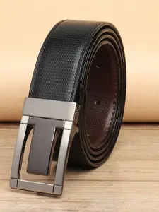 WINSOME DEAL Men Push Pin Closure Textured Formal Belt