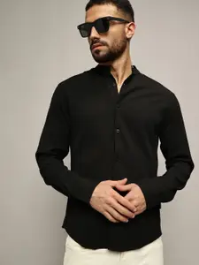 Roadster The Lifestyle Co. Men Premium Band Collar Solid Cotton Casual Shirt