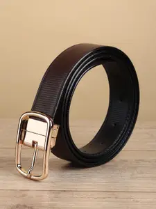 WINSOME DEAL Men Tang Closure Textured Formal Belt