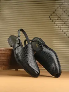 House of Pataudi Men Textured Shoe Style Sandals