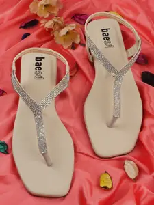 BAESD Women Embellished T-Strap Flats