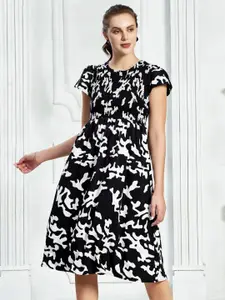 Selvia Printed Crepe A-Line Dress