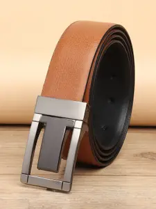 WINSOME DEAL Men Push Pin Closure Textured Formal Belt