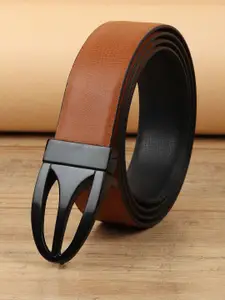 WINSOME DEAL Men Push Pin Closure Textured Formal Belt