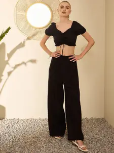 Berrylush Sweetheart Neck Crop Top With Palazzo