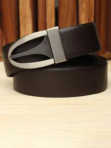 WINSOME DEAL Men Push Pin Closure Textured Formal Belt