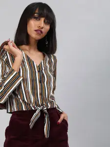 Sera Women Striped V-Neck Top