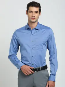 Turtle Men Standard Spread Collar Solid Cotton Slim Fit Formal Shirt