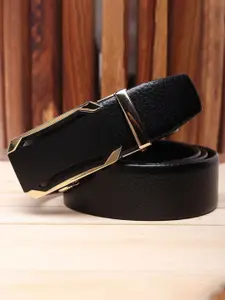 WINSOME DEAL Men Textured Slider Buckle Closure Formal Belt