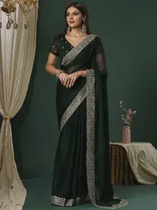 Saree mall Embellished Beads and Stones Poly Chiffon Sarees