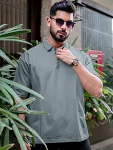 Maniac Men Striped Polo Collar Pockets T-shirt