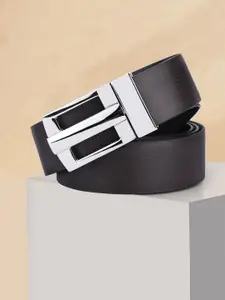 WINSOME DEAL Men Push Pin Closure Textured Formal Belt