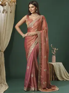 Saree mall Embellished Embroidered Satin Sarees