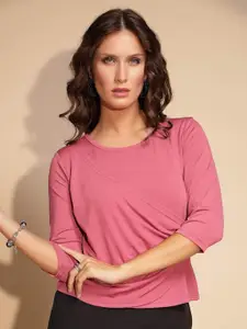 Global Republic Women Solid Wrap Round Neck Top