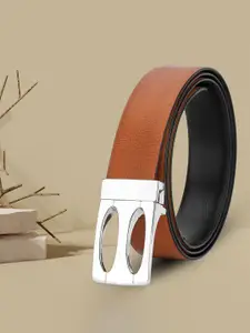 WINSOME DEAL Men Push Pin Closure Textured Formal Belt