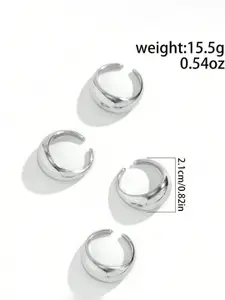 Jewels Galaxy Set Of 4 Silver Plated Finger Ring