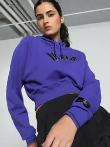 Puma Women Classics Play Loud Typography Printed Hoodie