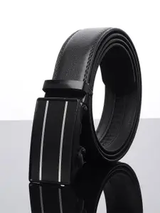 WINSOME DEAL Men Textured Slider Buckle Closure Formal Belt
