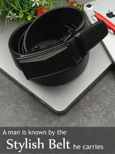 WINSOME DEAL Men Textured Slider Buckle Closure Formal Belt