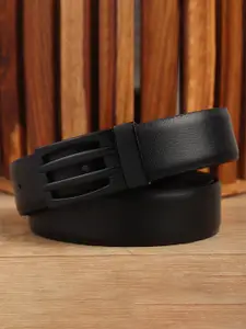 WINSOME DEAL Men Push Pin Closure Textured Formal Belt