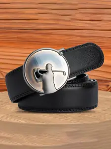 WINSOME DEAL Men Textured Slider Buckle Closure Casual Belt