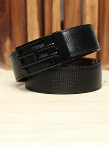 WINSOME DEAL Men Push Pin Closure Textured Formal Belt