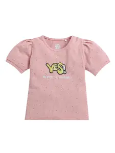 Tiny Girl Girls Typography Printed Round Neck Cotton Top