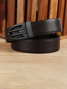 WINSOME DEAL Men Push Pin Closure Textured Formal Belt