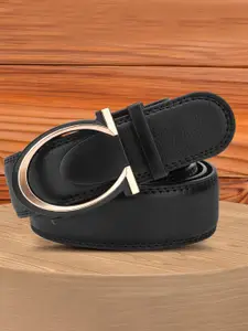 WINSOME DEAL Men Textured Slider Buckle Closure Formal Belt