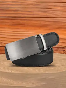 WINSOME DEAL Men Textured Slider Buckle Closure Formal Belt