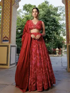 Ragavi Printed Beads and Stones Ready to Wear Lehenga & Blouse With Dupatta