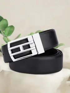 WINSOME DEAL Men Push Pin Closure Textured Formal Belt