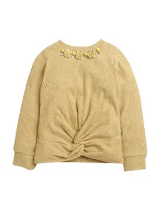 Tiny Girl Girls Floral Printed Embellished Round Neck Top