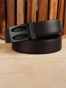 WINSOME DEAL Men Push Pin Closure Textured Formal Belt