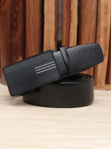 WINSOME DEAL Men Textured Slider Buckle Closure Formal Belt