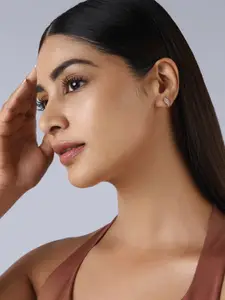 Kushal's Fashion Jewellery Rose Gold Plated Contemporary Half Hoop Earrings