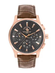 SANTA BARBARA POLO & RACQUET CLUB Men Dial & Leather Textured Straps Analogue Watch SB.1.10543-5