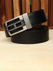 WINSOME DEAL Men Push Pin Closure Textured Formal Belt