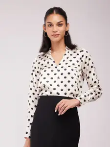 FableStreet Women Polka Dot Printed Opaque Casual Shirt