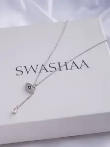 SWASHAA Connor Silver-Plated Eye Stainless Steel Cubic Zirconia Necklace