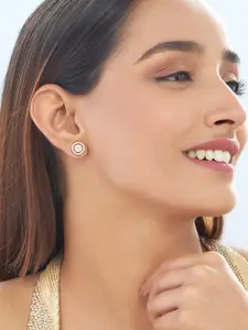 Kushal's Fashion Jewellery White Circular Studs Earrings