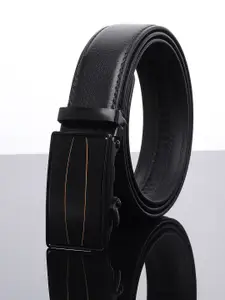 WINSOME DEAL Men Slider Buckle Closure Textured Formal Belt