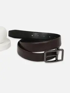 Louis Philippe Men Textured Tang Closure Leather Formal Belt