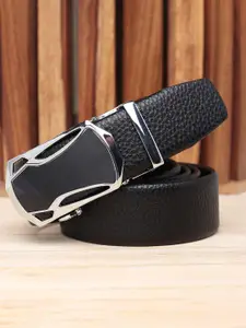 WINSOME DEAL Men Textured Slider Buckle Closure Formal Belt