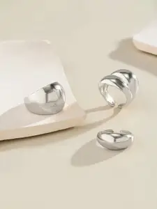 Jewels Galaxy Set Of 3 Silver Plated Finger Ring