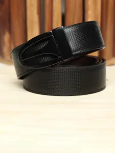 WINSOME DEAL Men Push Pin Closure Textured Formal Belt