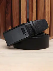 WINSOME DEAL Men Textured Slider Buckle Closure Formal Belt