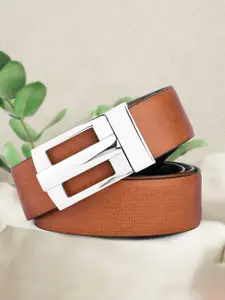 WINSOME DEAL Men Push pin Closure Textured Formal Belt