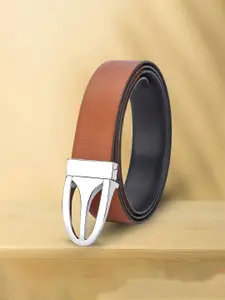 WINSOME DEAL Men Push Pin Closure Textured Formal Belt