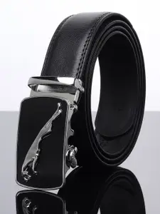 WINSOME DEAL Men Textured Slider Buckle Closure Formal Belt